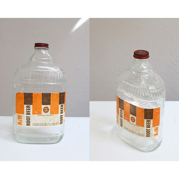 1960's Vintage A & W Root Beer Growler ~ 1/2 Gallon ~ Collectible Glass Refill - Picture 1 of 7